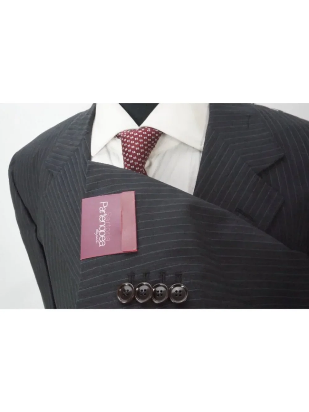 Sartoria Partenopea Charcoal Striped Wool 2 Pc Suit Jacket Pant 56R EU NEW